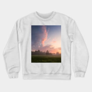 Misty meadow sunrise landscape Crewneck Sweatshirt